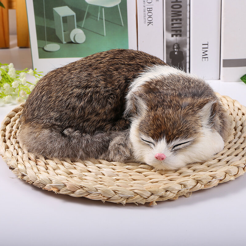 Mini Cute Plush Cat Toys  Sleeping Cats Simulated Animal Model Kids Girls GiftsMulti-color Christmas Decorations Ornaments
