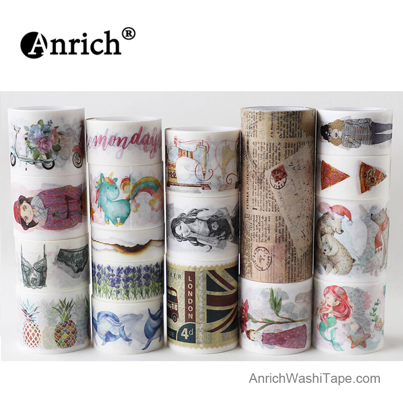 Anrich-Cinta washi para decoración del hogar, cinta washi de estilo antiguo, periódico, pescado, precio personalizable, patrón de Periódico #19445, Envío Gratis