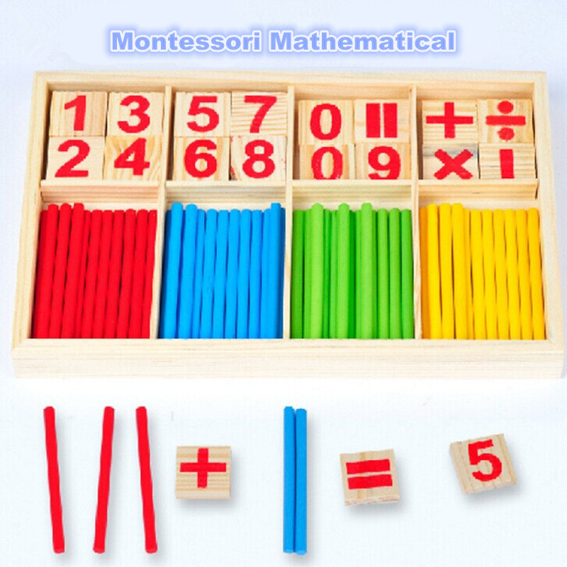 Quebra-cabeças de madeira para crianças, brinquedo montessori educativo, matemática para aprendizado inicial infantil, varas para contagem de números, auxiliares de ensino