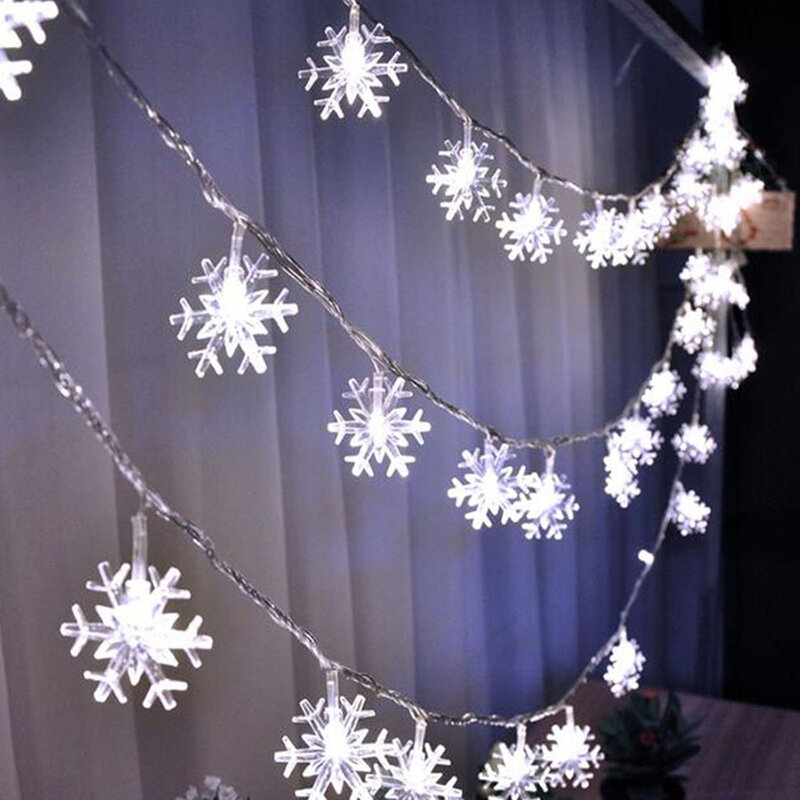 10M 60Leds USB Navidad copos de nieve LED Cadena de luz 8 modos de pantalla luces de hadas árbol de Navidad Año Nuevo decoración de fiesta iluminación