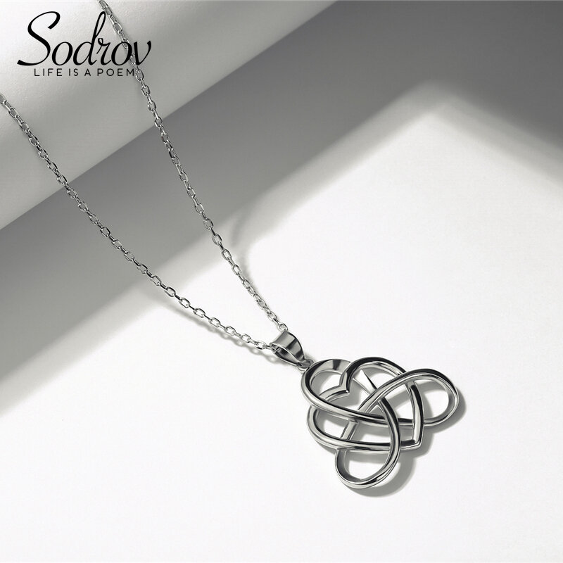 Sodrov Authentic 925 Sterling Silver Pendants Necklaces Charming/ Elegant Hollow Heart Fine Jewelry Gifts