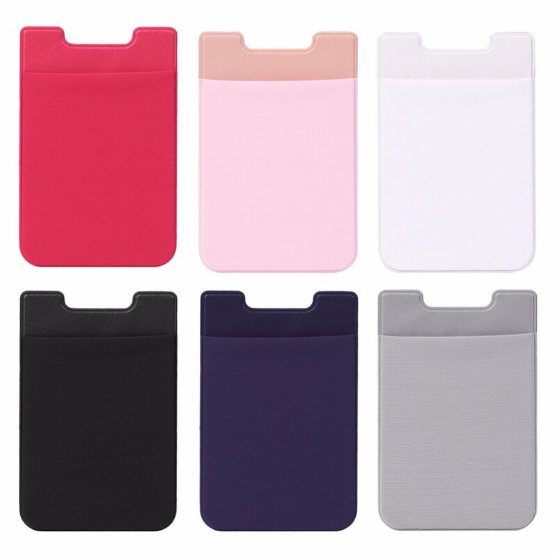 6 couleurs adhésif autocollant téléphone portable retour cartes portefeuille étui de crédit porte-carte d'identité de cellule support de carte de téléphone poche 5.8x8.8 cm