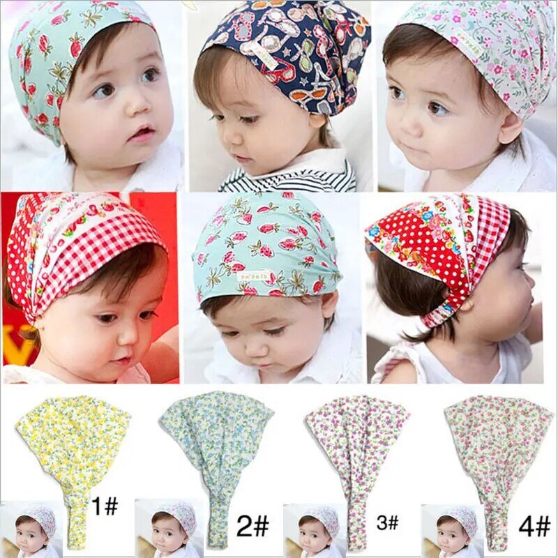 Bandana para meninas e bebês kawaii, chapéus para recém-nascidos, flor, tiara, acessórios para cabelo, lenço de cabeça, 4 cores
