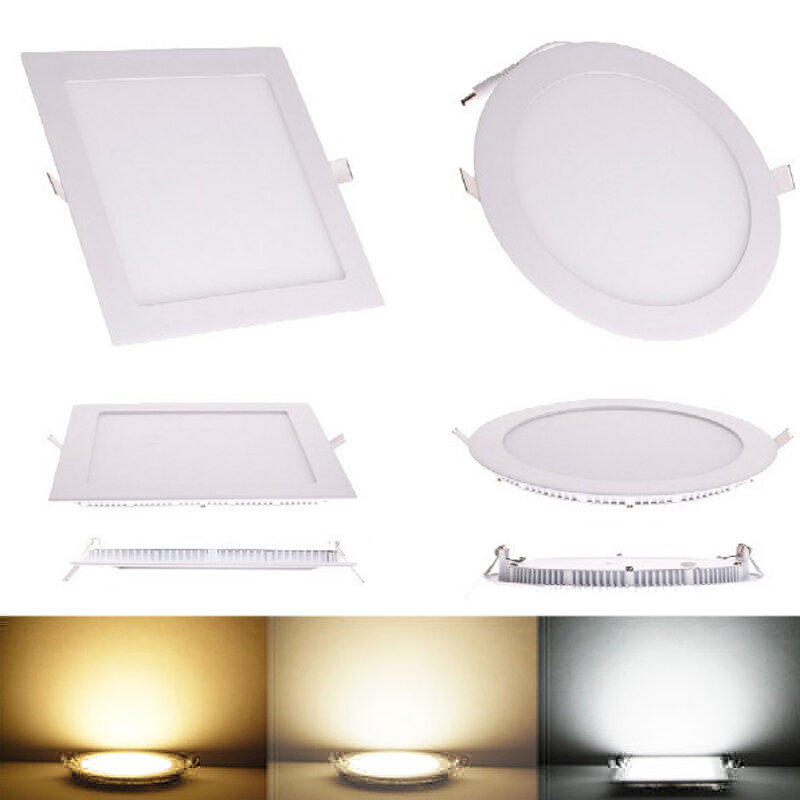 Ampoule d'éclairage de tache de plafond, haute qualité 3W 9W 12W 18W à panneau fin, blanc chaud/blanc froid, carré