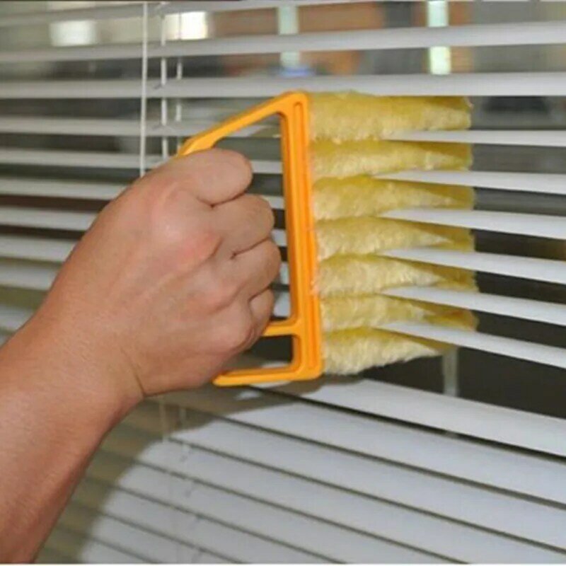 Cepillo de limpieza de ventanas, limpiador de polvo de aire acondicionado con cuchilla veneciana lavable, útil, microfibra, limpieza del hogar