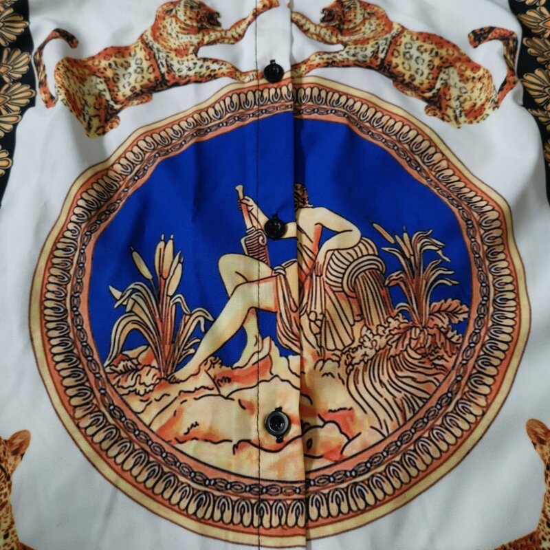 Рубашка OMILKA Женская, с длинным рукавом и геометрическим принтом, повседневная, большие размеры