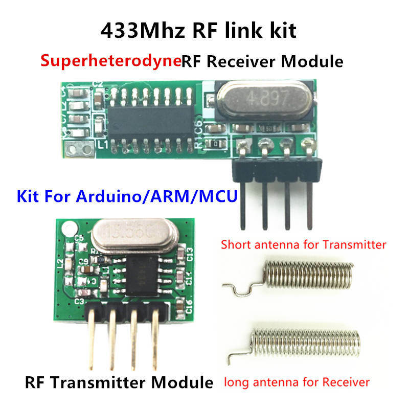 Módulo receptor y transmisor de RF superfluorescente de 433 Mhz, kits ASK con antena para Arduino uno, kit Diy de controles remotos de 433 Mhz