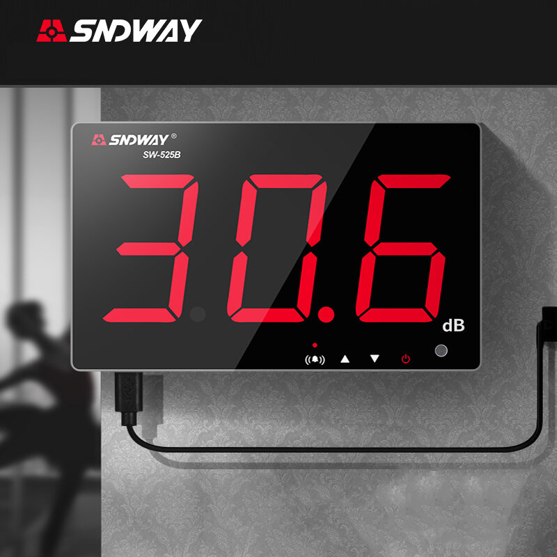 SNDWAY-Medidor de ruido de pantalla grande, SW-525B, decibel de sonido, alarma