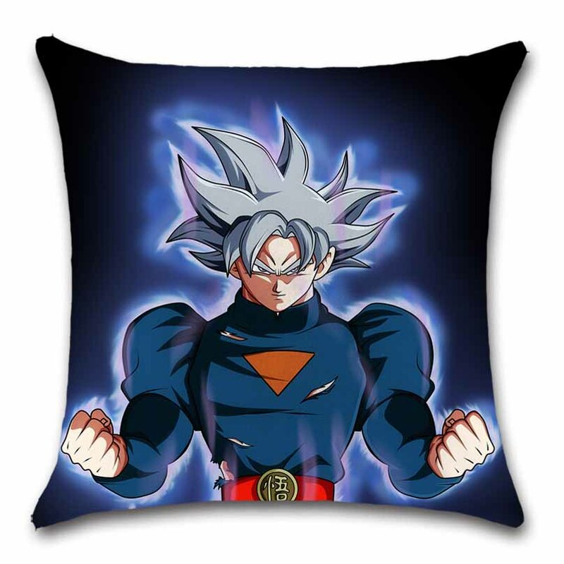Housse de coussin de dessin animé Son Goku God Silver, taie d'oreiller, décoration de maison, bureau, canapé, chaise, voiture, cadeau pour ami, chambre d'enfant