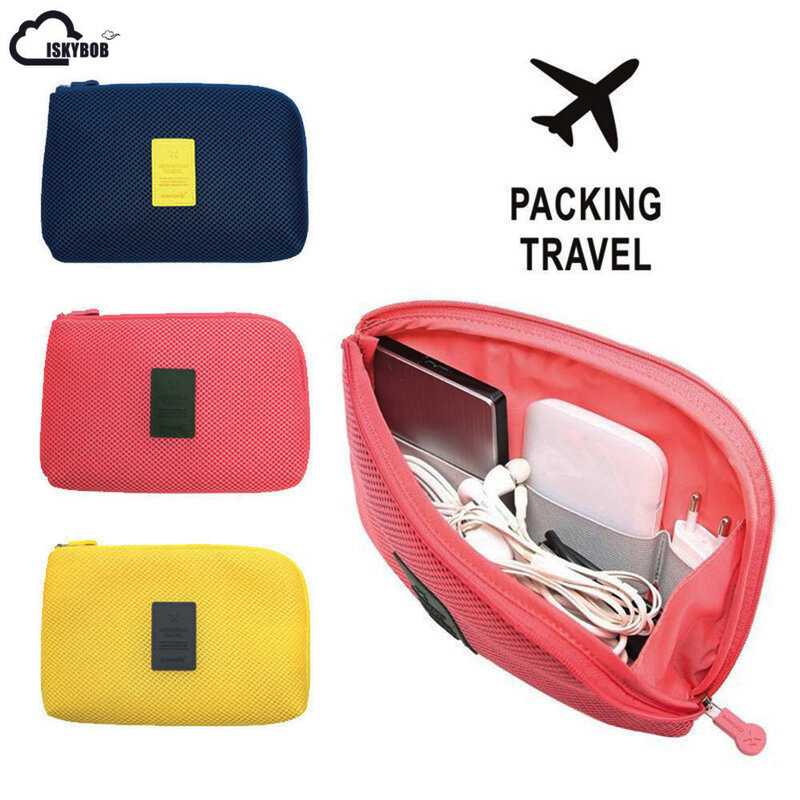 TravelหูฟังสายUSBดิจิตอลกระเป๋าเครื่องสำอางแบบพกพาGadget Organizerเก็บกระเป๋าแต่งหน้า