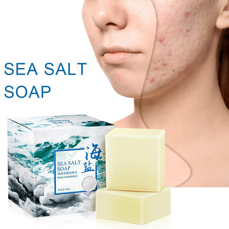 100g leite de cabra mar sal sabão remoção poros espinhas tratamento acne hidratante limpador artesanal cuidados com a cara para o curso lavagem base
