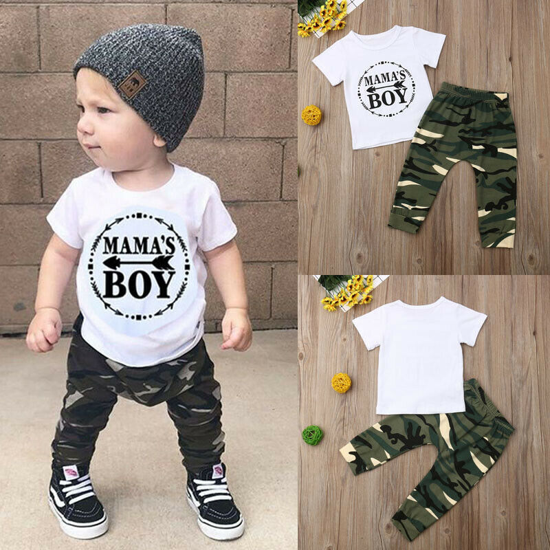 Pudcoco Zomer Nieuwste Mode Pasgeboren Baby Boy Kleding Katoen Letters Tops T-Shirt Camouflage Broek 2 Stuks Outfits Zomer Kleding