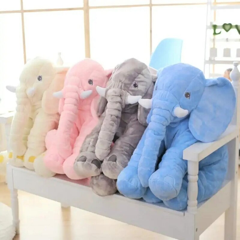 40cm/60cm Large Plush Elephant Doll Toy Kids Sleeping Back Cushion Cute Stuffed Elephant Baby Accompany Doll Xmas Gift
