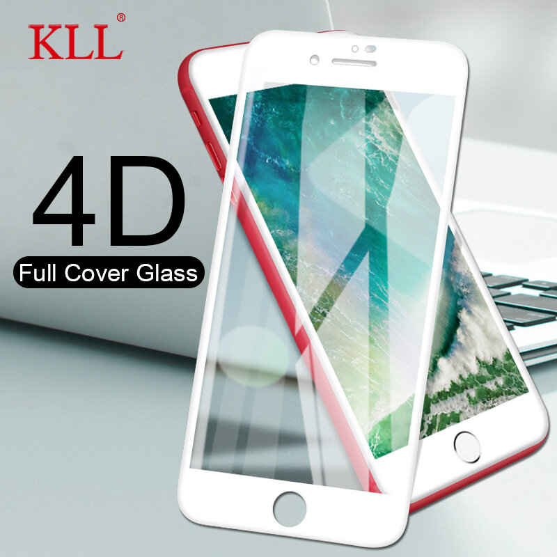 4D pour iPhone 7 Plus verre de protection couverture complète (mise à jour 3D) Film de verre trempé pour iPhone X 8 6S Plus bord couverture plein écran