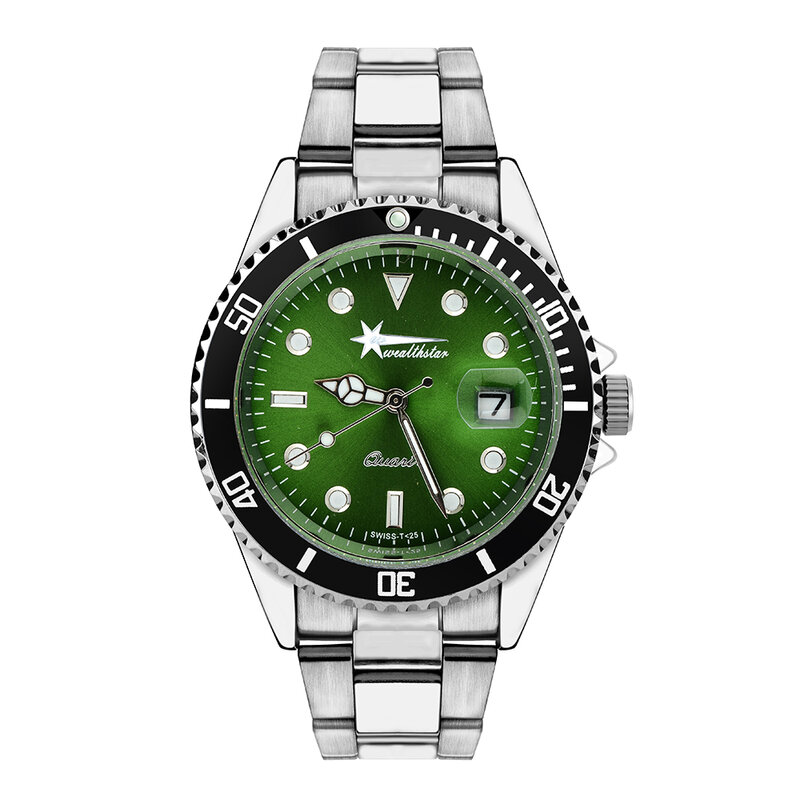 Verde Hulk hombres reloj Wealthstar hombres papel relojes con fecha automática de lujo para hombre de la marca relojes militares hombres de cuarzo relojes deportivos