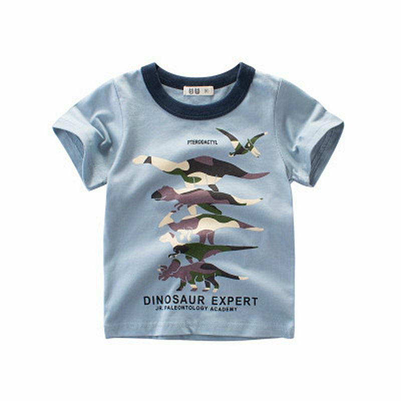 어린이 여름 의류 아기 소년 티셔츠 코튼 공룡 짧은 소매 티셔츠 아기 소년 의류 캐주얼 티셔츠 2-10y 셔츠