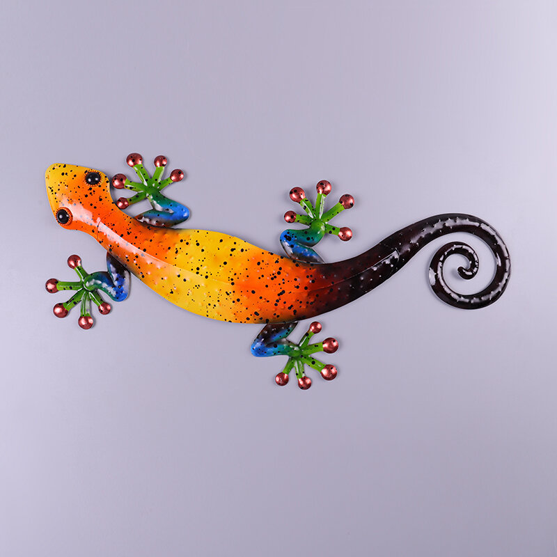 Gecko de metal para decoração de parede, animais externos para decoração de jardim e esculturas em miniatura