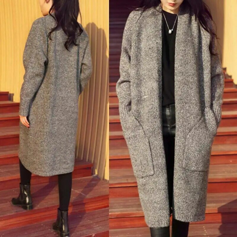 Women's Clothing Spring Autumn Winter Single Breasted Cashmere Knitted Long Cardigans Sweaters Coat