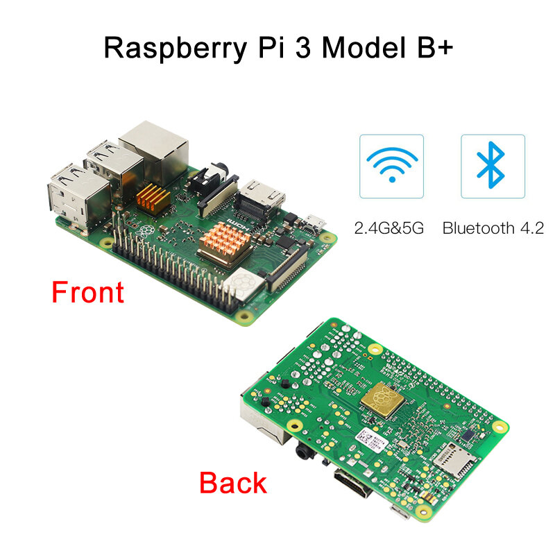 라즈베리 파이 3 모델 B, 라즈베리 파이 3 모델 B 플러스 보드 + ABS 케이스 + 전원 공급 장치 미니 PC 파이 3B, 3B +, 와이파이, 블루투스