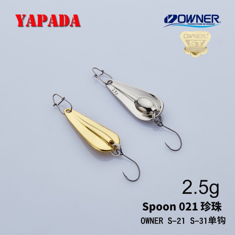 Cuchara YAPADA 021 perlada, Señuelos de Pesca de aleación de Zinc, 2,5g-3,5g, gancho único, 30mm, 33mm, 38mm