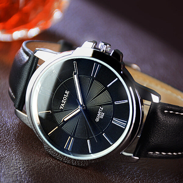 YAZOLE – montre de sport et de luxe pour hommes, montre-bracelet en cuir, à quartz, simple, de marque, pour loisirs, à la mode