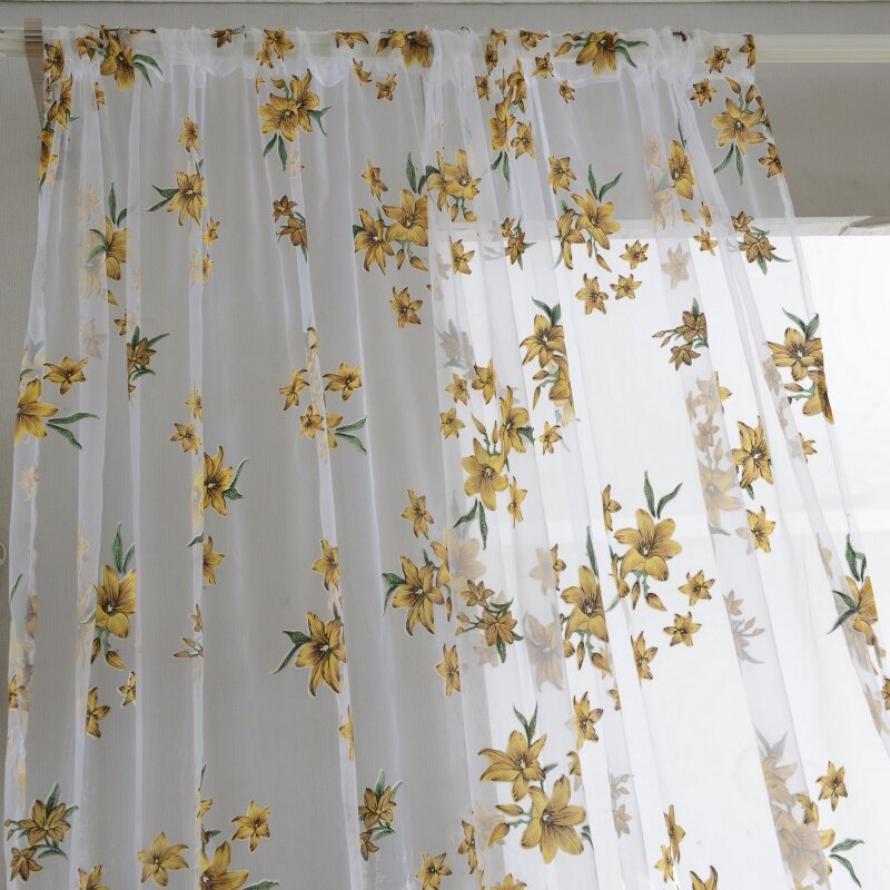 1x2M Sweet New Sheer Tap Top Curtain Window Living Room Drapes Floral Curtains Panel AB
