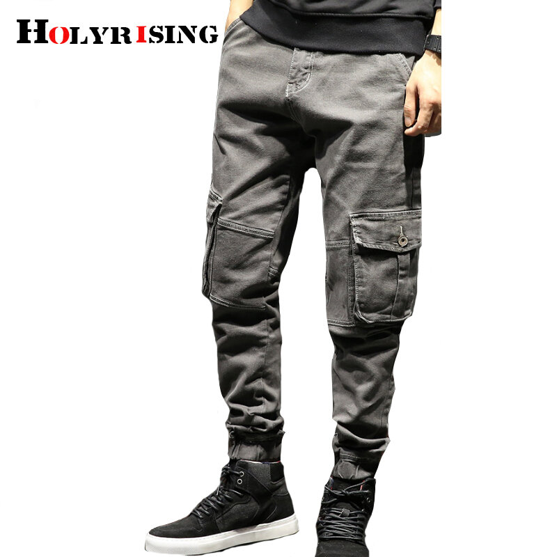Holyrising-pantalones vaqueros con bolsillo para hombre, pantalón informal, color gris, con bolsillos grandes, talla 28-42, para verano y otoño, talla 18856 a 5