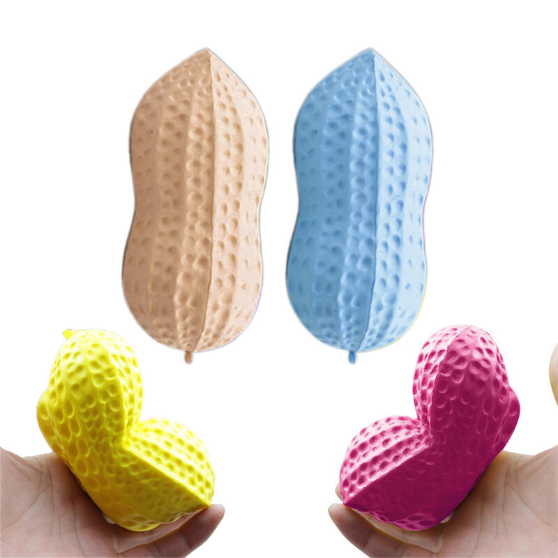 4 Colors Squishy Peanut Slow Rising Squeeze Phone Straps Ballchains Decompression Squeeze Toys Anti Stress Ball to Kids Adults