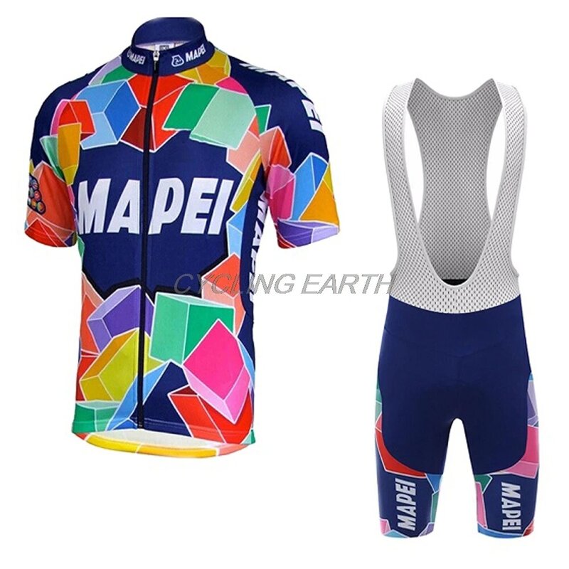 Mapei 2019 verão camisa de ciclismo dos homens manga curta terno conjunto roupas bib shorts bicicleta camisa respirável sportwear