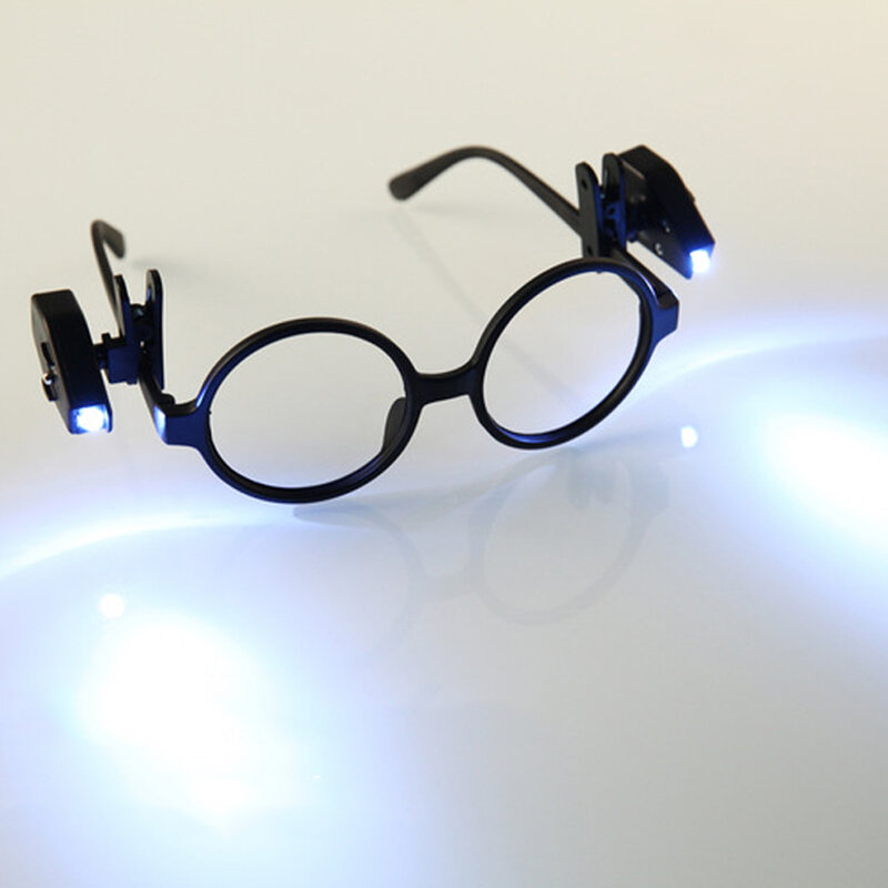 안경 클립 랜턴 2 개 미니 손전등 안경 독서 램프 조절 안경 램프 유연한 책 독서 조명