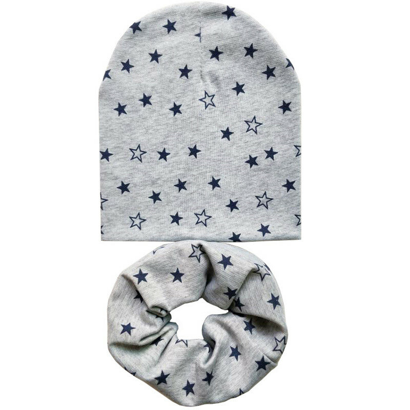 Комплект из шапки и шарфа для мальчиков и девочек, осенне-зимний теплый шейный платок, детские вязаные шапки комплектов из хлопка