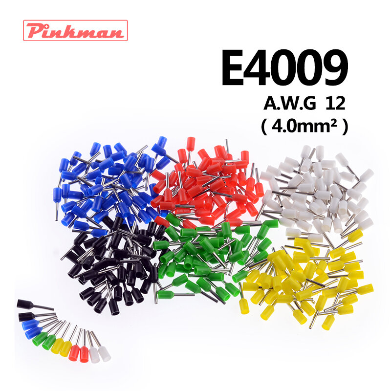 20/50/100pcs E4009 Tube insulating terminals AWG 12 Insulated Cable Wire 4.0mm2 Connector Insulating Crimp Terminal Connect
