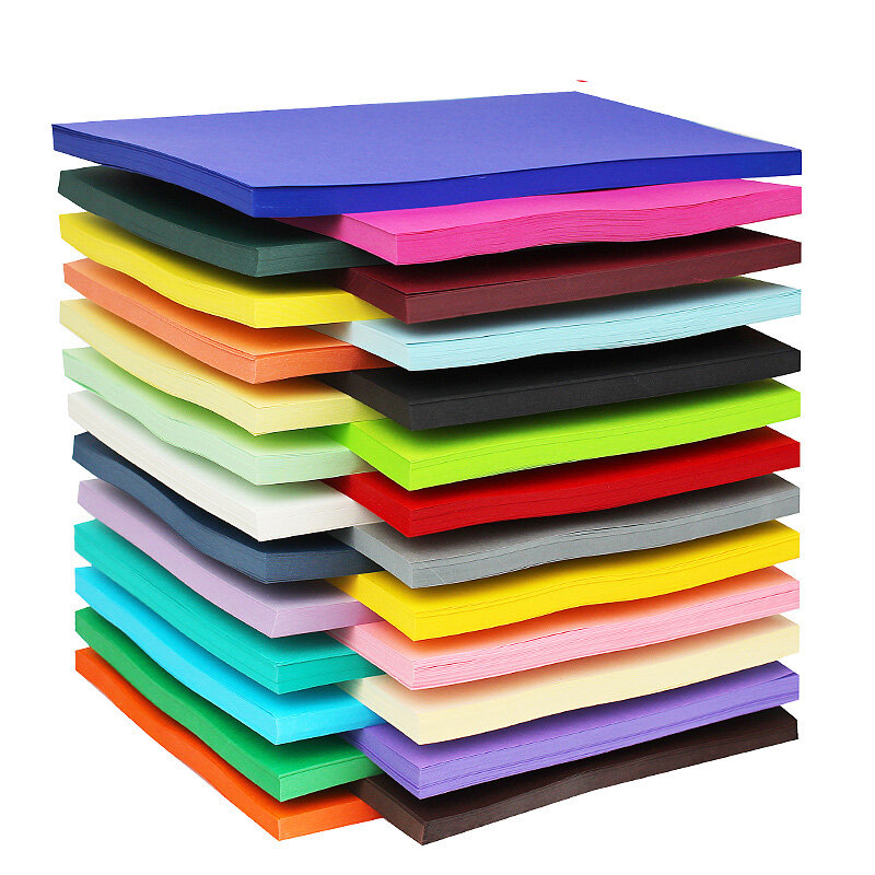 100pcs A4 size Hard Color Paper DIY Craft Toy Kids Rainbow Paper Paperboard Handmade Gift Card Kindergarten 230g with 20 colors