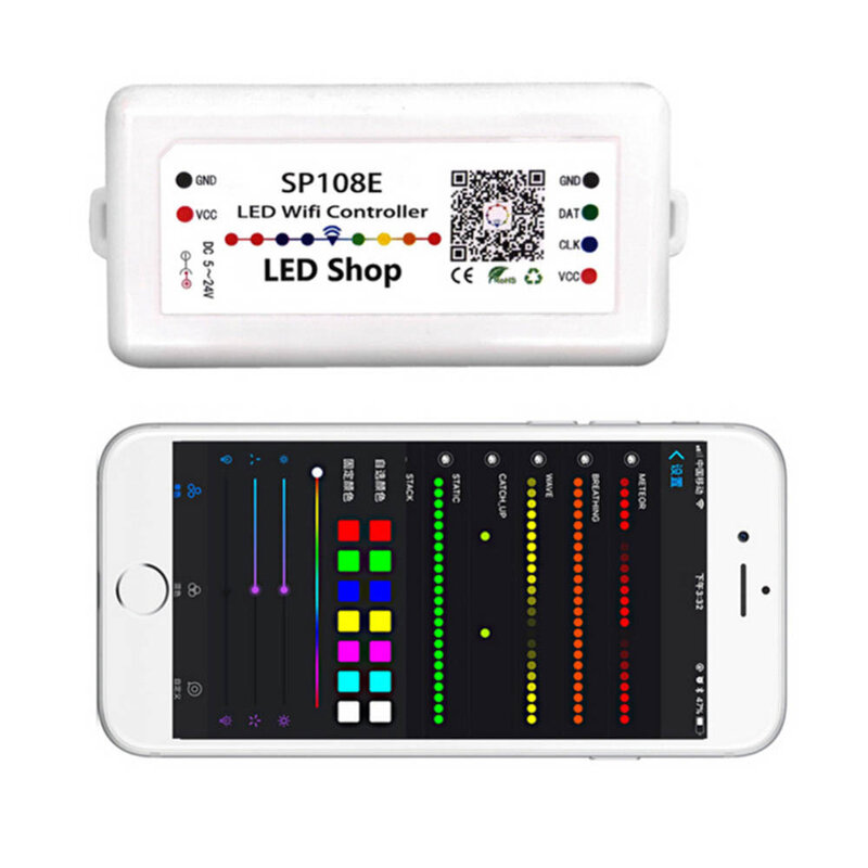SP108E SP105E LED SPI  Bluetooth Wifi pixel IC Controller by smart phone APP For WS2812B WS2813 SK6812 RGBW APA102 LPD8806 Strip