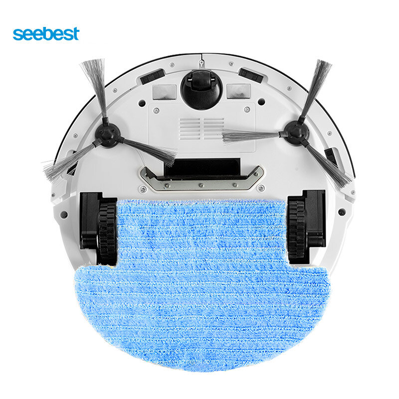 Seebest d720 momo 1.0 seco esfregando robô aspirador de pó com grande potência de sucção, 2 escova lateral, cronograma de tempo limpo, 2200mah li-ion