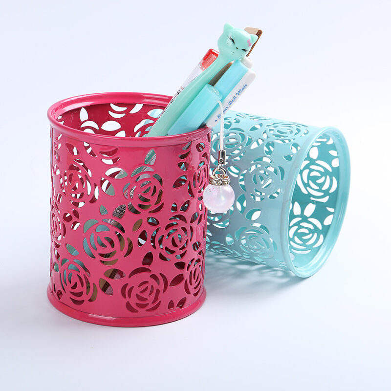 Porte-crayon rond en forme de fleur Rose, 1 pièce, organisateur de rangement, porte-crayon rond, papeterie d'étude