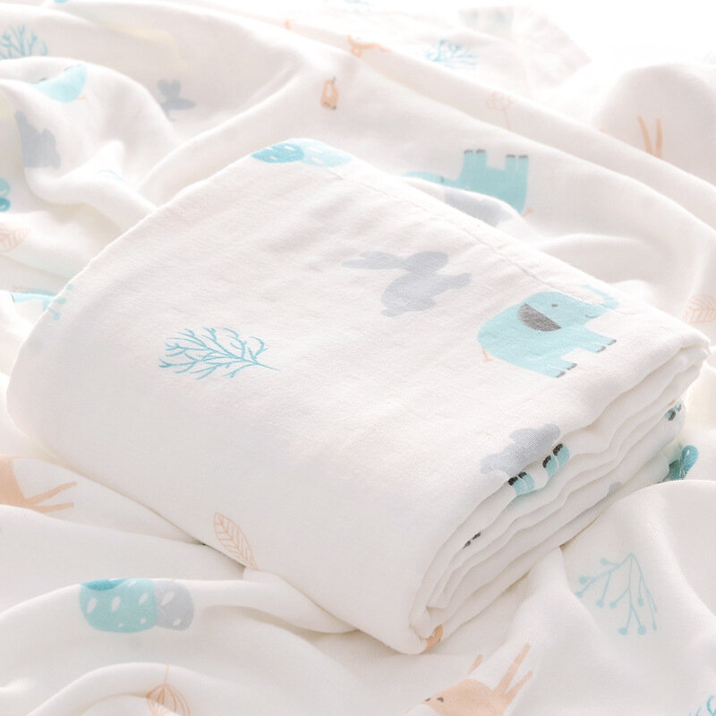 Couvertures à langes en bambou pour bébé | Couvertures à 4 couches en mousseline, chaîne de bébé, couverture serviette de bain pour bébé, 115*115cm, couette pour literie pour enfants