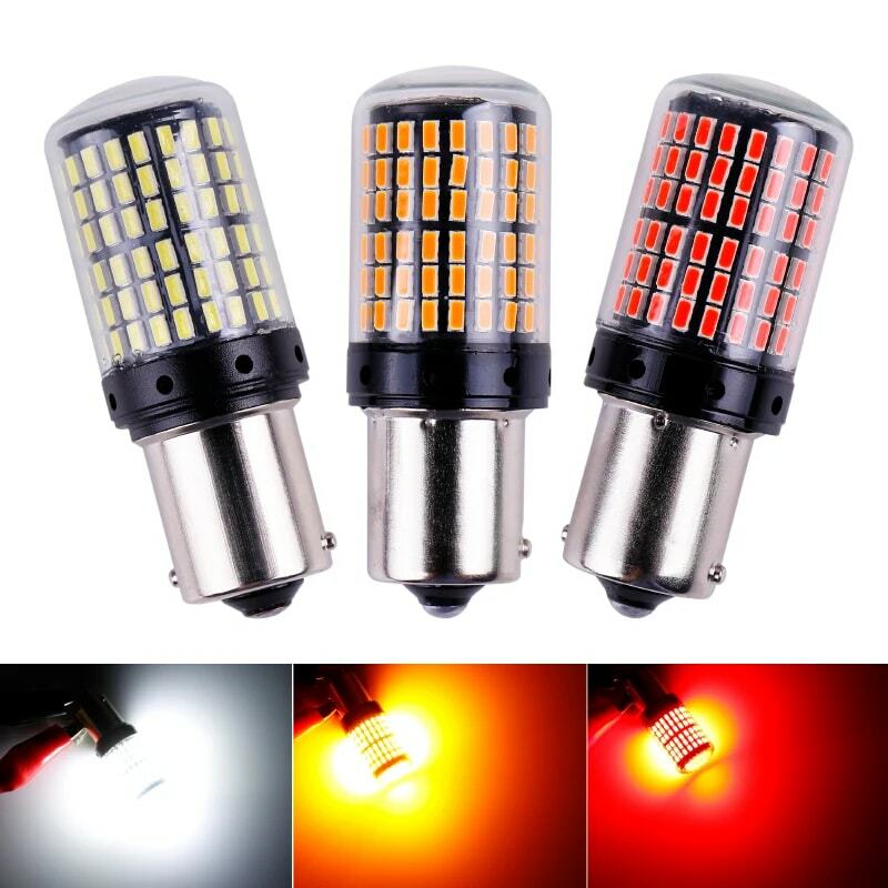 Bombillas LED para luz de señal de giro, 1x3014, 144 smd, CanBus S25, 1156, BA15S, P21W, BAY15D, BAU15S, PY21W, lámpara T20, 7440, W21W, W21/5W