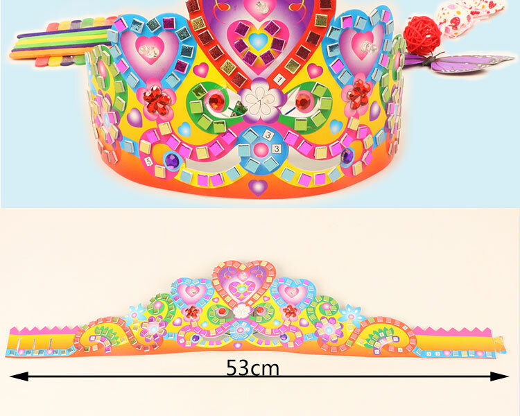 5 stks kinderen DIY cartoon papier crown speelgoed voor verjaardagsfeestje/Kids baby 53 cm lange art craft DIY kroon hoed voor kingergarden