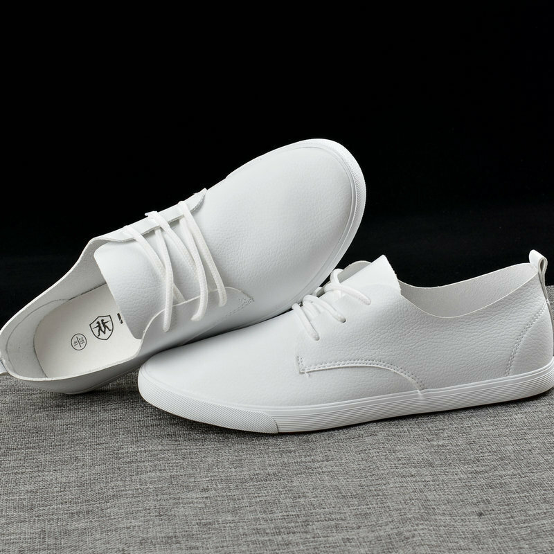 Chaussures en cuir véritable pour hommes, baskets respirantes et douces, blanches, décontractées, mocassins, marque à la mode, 2020