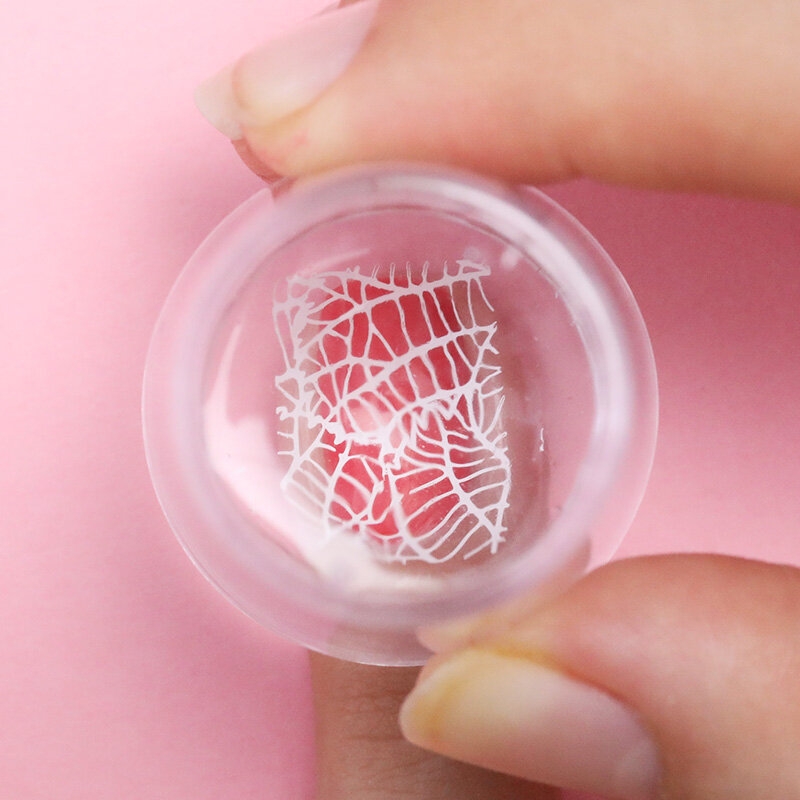 Imagem da arte do prego de silicone de geléia clara stamper esmalte placa de carimbo raspador com tampa transparente stamper do prego