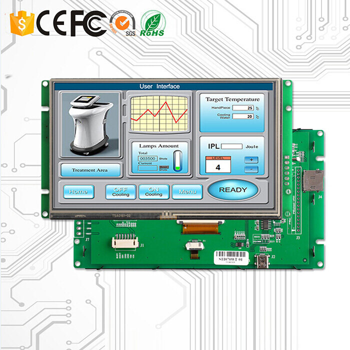 Layar Sentuh Modul TFT LCD Resistif 7 Inci dengan Antarmuka Serial + Perangkat Lunak + Program