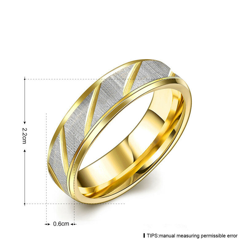 2017 الإكسسوارات خاتم زفاف ذهبي بسيط للرجال وخاتم الفولاذ المقاوم للصدأ للنساء