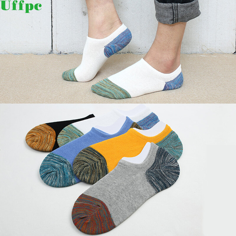 Casual Men Cotton Ankle Socks Men's Business Casual Solid Black White Short Socks Male 5 Pairs/lot for Spring Summer 2018
