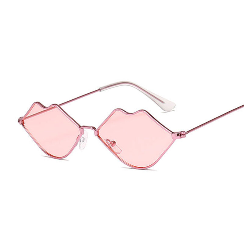 กรอบแว่นตากันแดดผู้หญิง Retro ริมฝีปากกระจกโลหะแว่นตา Sun หญิง Vintage Lunette De Soleil Femme