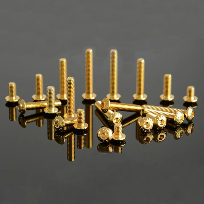 M3 goldenélectroplaque 12.9 acier allié | Qualité Allen, douille hexagonale bouton vis à tête ISO7380 M4 doré