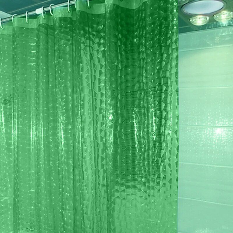 Cortina de ducha 3D impermeable con 12 ganchos, accesorio de baño transparente para decoración del hogar, 180x180cm, 180x200cm