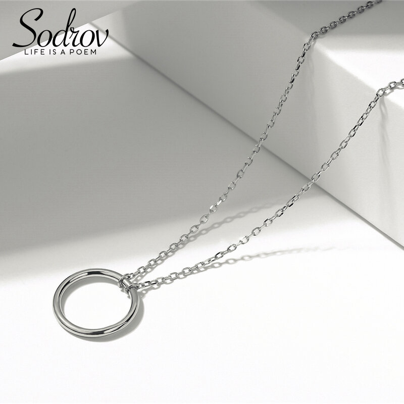 Sodrov 925 prata esterlina intertravamento infinito círculos colar para mulher prata 925 colar
