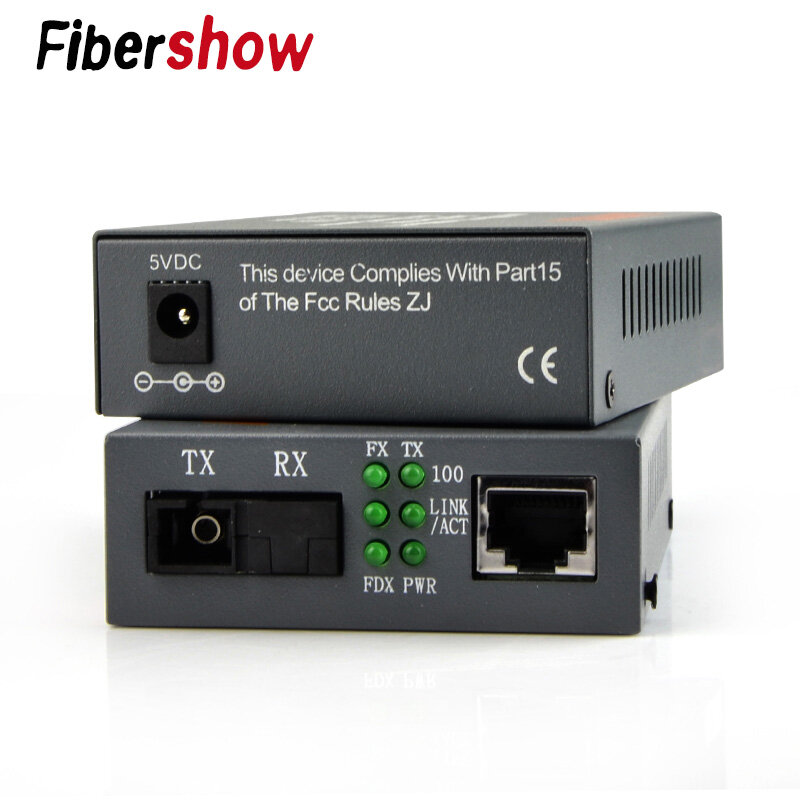 1 คู่ Media Converter HTB-3100 ไฟเบอร์ Single Mode SC พอร์ต 20 KM ภายนอกแหล่งจ่ายไฟ 10/ 100 M