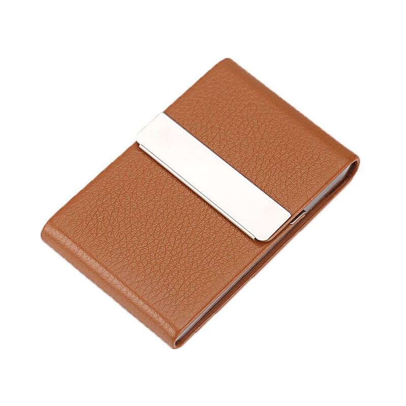 Porte-cartes de visite Portable pour hommes, étui en cuir en métal, Album de rangement pour cartes d'identité, portefeuille pour cartes porte carte de visite